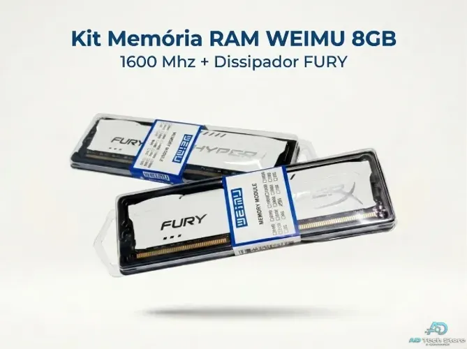 Memória RAM 8GB DDR3 - 1600Mhz - WEIMU + Dissipador FURY Hyperx