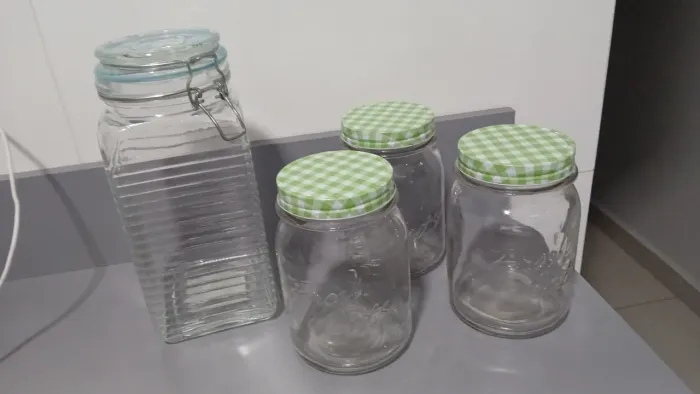 Kit 4 potes de vidro para mantimentos