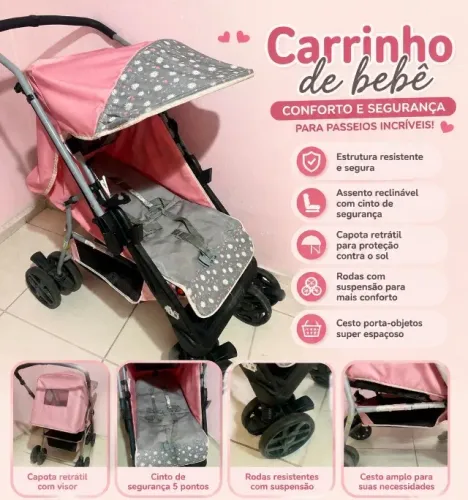 Carrinho de bebê passeio menina