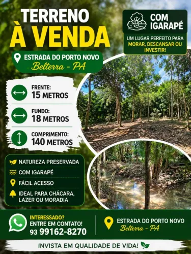 Vendo terreno com igarape em Porto novo belterra Pa