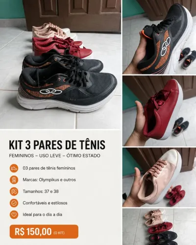 3 Pares de sapatos Feminino TM 36 e 39