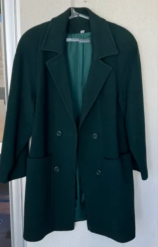 Casaco Sobretudo Lã Pura Pure New Wool London Chic Verde G