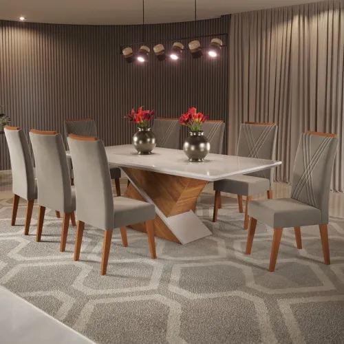 Mesa de Jantar 8 Lugares Moçambique com Vidro