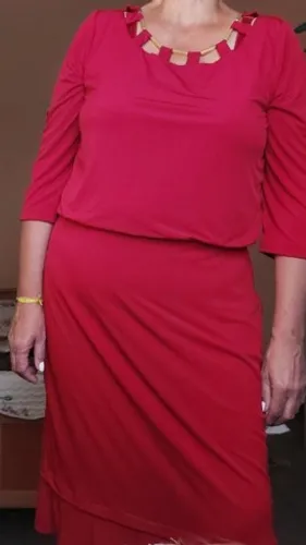 Vestido de Viscose Lycra, Cor Vermelho, Tam.GG