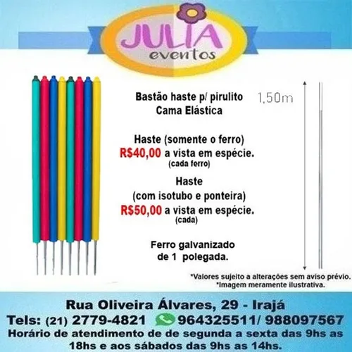 Bastão/haste ferro ou completo p/ Cama Elástica Pula pula (unidade)