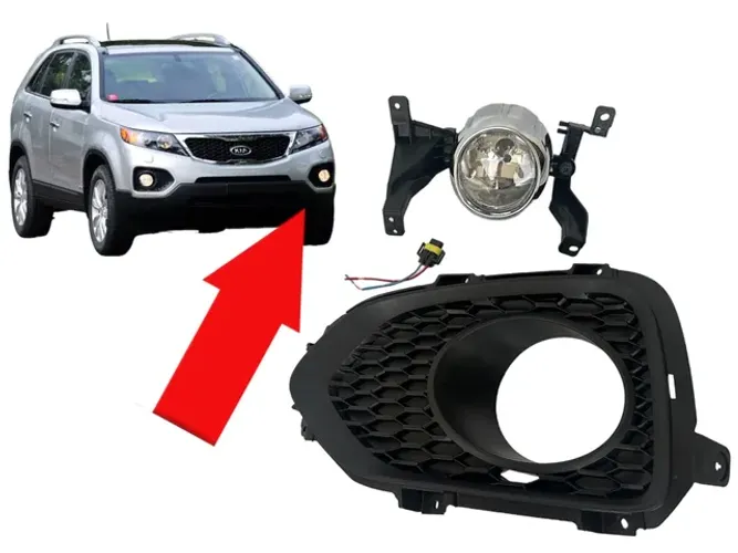 Farol de Milha e Grade Esquerda Kia Sorento 2010 2011 2012 e 2013
