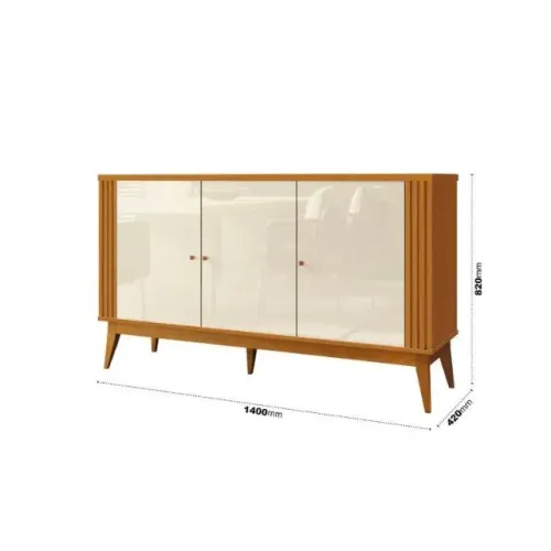 buffet / Balcão Arco 1,40m Retrô Com Pés em madeira Maciça! Frete + Montagem Grátis