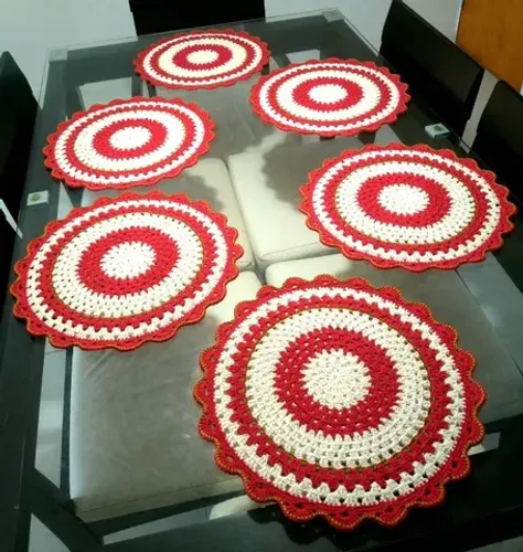 Conjunto de jogo americano em crochê (6 peças)