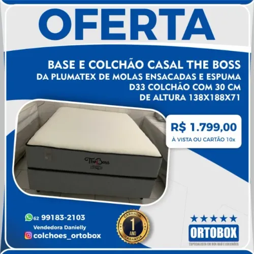 Base e Colchão Casal da Plumatex de espuma D33