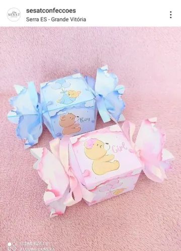 Caixinha bala e meia bala chá de bebê revelação personalizados pra lembrancinha 
