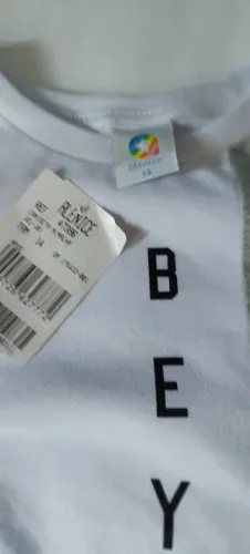 Camiseta Infantil Marca Alenice-Tam 14 Branca/Cinza - NOVA c/ Etiqueta