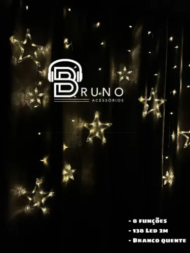 Cortina Led Estrela Pisca Branco Quente Pilha ou usb<br>
