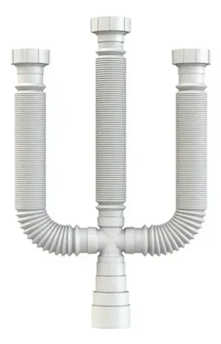 Sifão P/ Cuba Pia Tubo Extensivo Triplo Cano Sanfonado 70cm