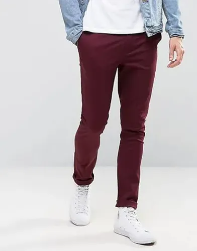Calça Chinos Wine Masculina ASOS Super Skinny Importada - Tamanho 38