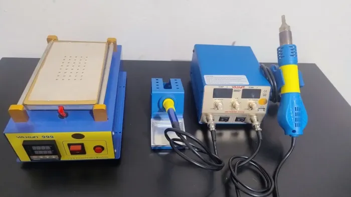 Estação de solda com soprador térmico e separadora de tela 