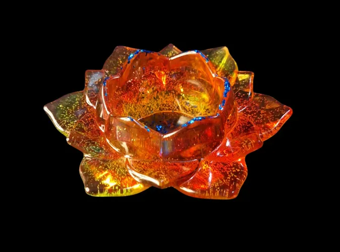 Suporte para vela flor de lótus em resina epóxi