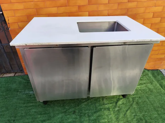 Bancada pia gabinete inox 304