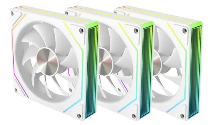 Kit 3 Cooler Fans Argb Prism Pro 6 120mm 3 Pinos 5 Voltz Branco 