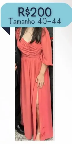 Vestido Coral Formatura Casamento Madrinha Fenda Manga Bufante