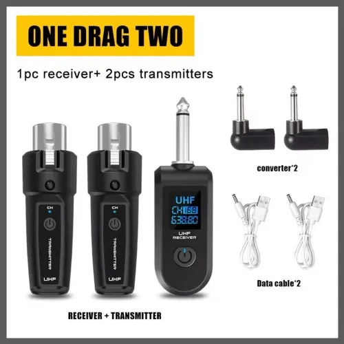 Transmissor de áudio sem fio para guitarra/microfone UHF