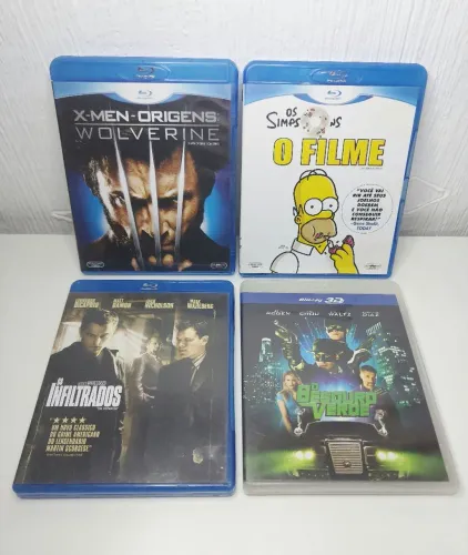 Lote com 4 Blu-Rays Variados - Wolverine, Simpsons, Os Infiltrados e O Besouro Verde