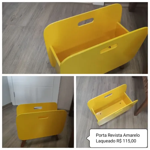 Porta Revista Amarelo Laqueado