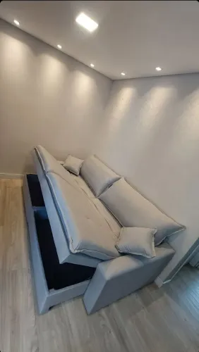 Sofá cama slim sem caixaria com Baú tenho pelo melhor preço 