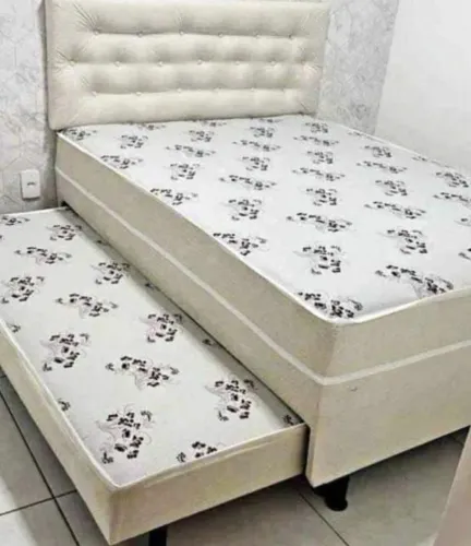 Cama Box Solteiro com Cama Auxiliar e cabeceira
