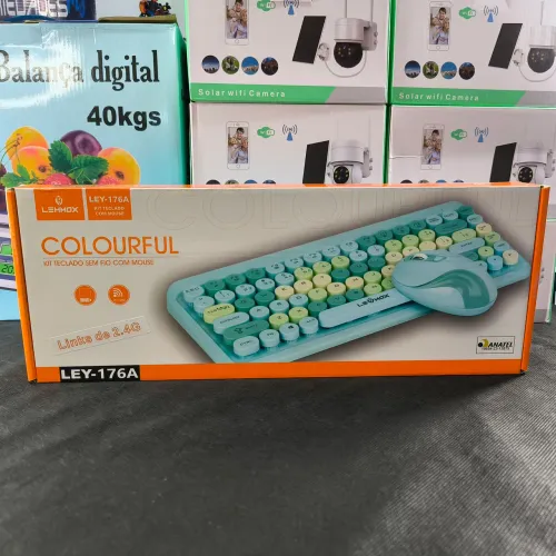 Kit Teclado e Mouse Sem Fio LEHMOX Colorido