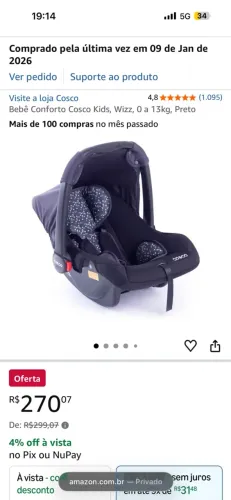 Bebê conforto fosco