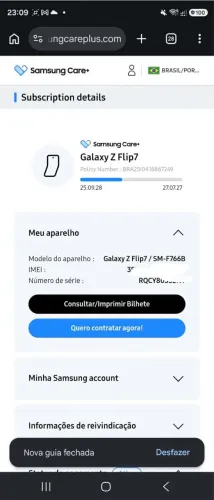 Galaxy Z flip 7 512gb preto