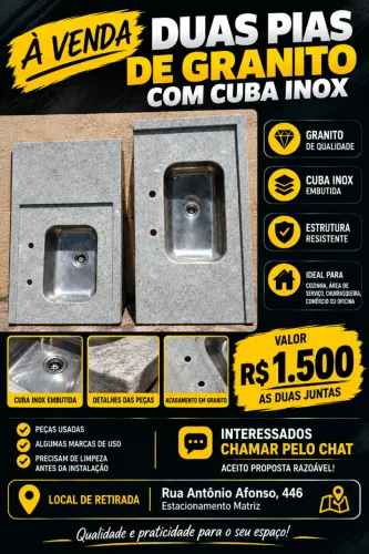 Vendo duas pias de granito com cuba inox