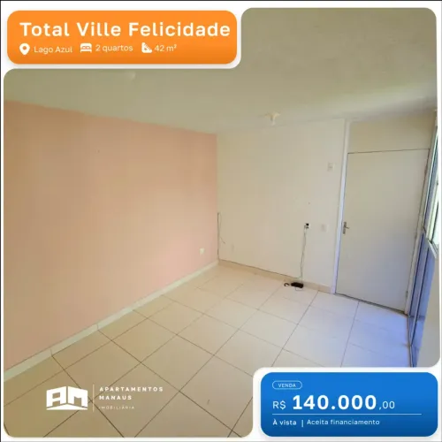 Total Ville Felicidade - 2 Quartos - Porcelanato - Lago Azul