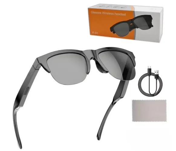 Óculos Inteligente Bluetooth com Áudio Integrado F-01 | Som Open-Ear, Microfone,