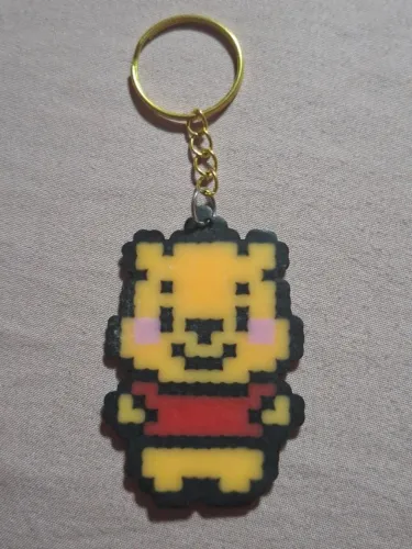 Chaveiros Ursinho Pooh Hama Beads Pixel Art Feito à mão