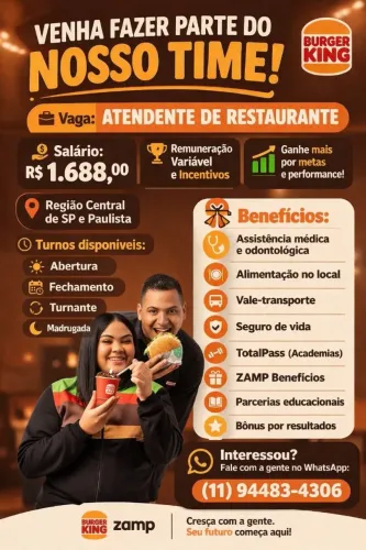 Atendente de restaurante - Burger King