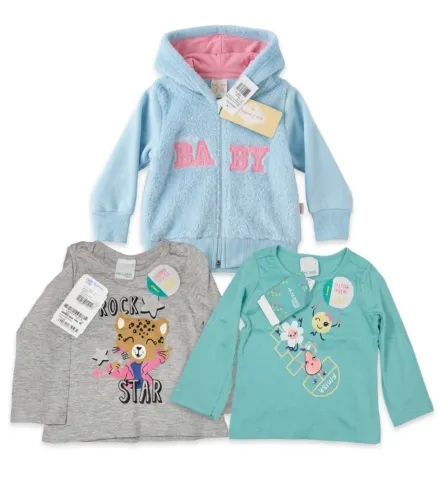Lote blusa com capuz e camisetas manga longa bebê menina infantil