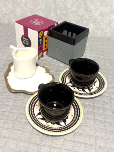 nescafé dolce gusto - kit com 3 jogos xícaras + lixeira personalizada