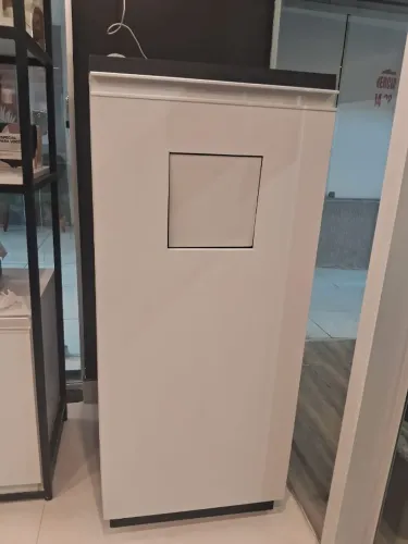 Lixeira em MDF com Tampa Automática e Porta Frontal Organizadora