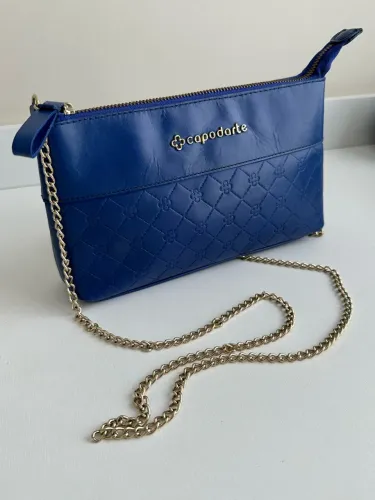 bolsa capodarte azul couro legítimo