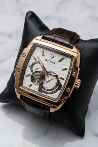 Relógio Bulova automático Open Heart Rose original analiso trocas