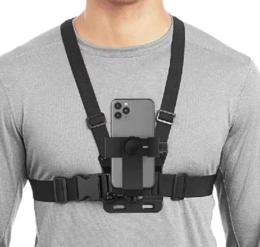 Suporte de peito ajustável para telefones celulares e câmeras GoPro para peito