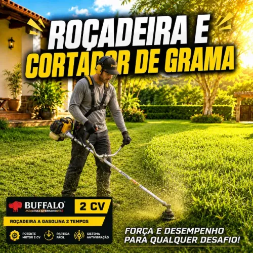 Roçadeira Cortador Grama  2T Gasolina 52cc Buffalo