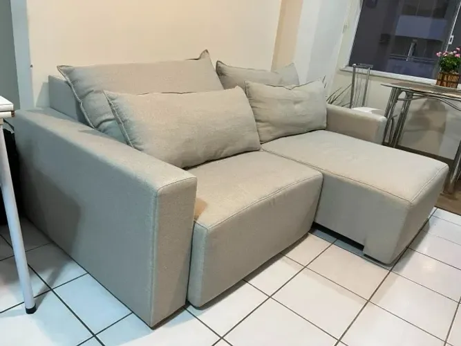 Sofá Reclinável Retrátil Tok&Stok Cinza Claro 2,20m Super Confortável 3 lugares