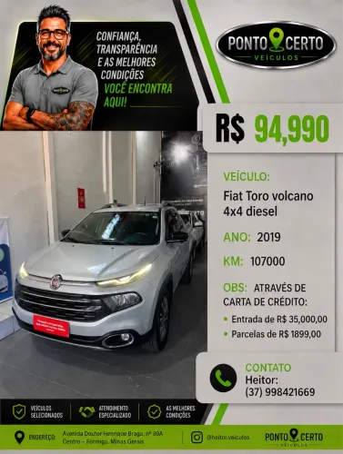 Fiat Toro Volcano 2.0 16V 4X4 TB Diesel Aut. 2019