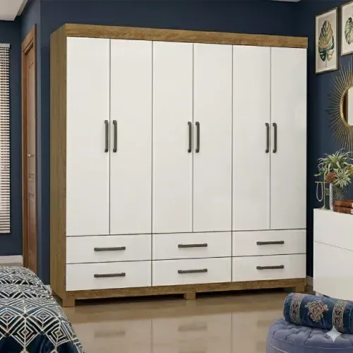 Guarda roupa casal branco cinamomo 6 portas novo 