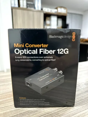 Mini Converter Blackmagic Optical Fiber 12G - NOVO! LACRADO!