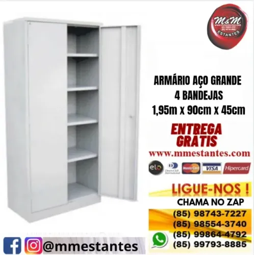 Entrega Grátis - Armário Grande de Aço com 4 Bandejas  