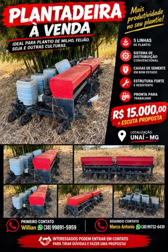 ? PLANTADEIRA 5 LINHAS à venda