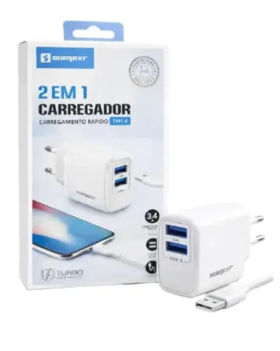 2 Novo carregador 2 em 1 Sumexr SX-FC59-C Micro-USB Adicionar aos favoritos R$ 34 , 61 Ver